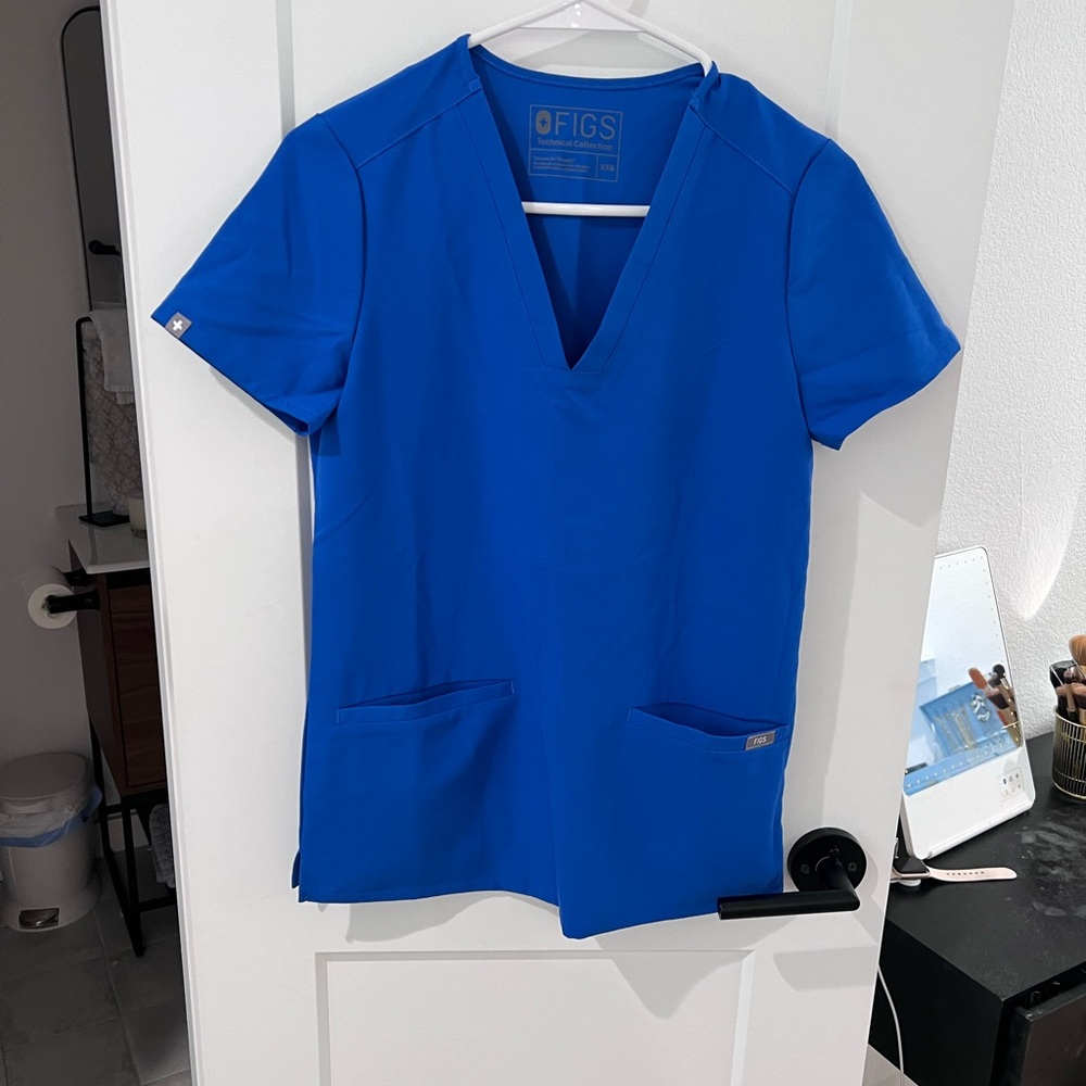 Figs Royal Blue Scrub Top